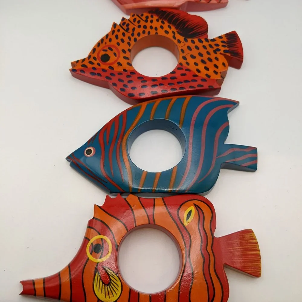 🧨🧨Napkin Rings Set of Four (4) Fish Decor